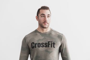 Nobull Crossfit® Men's Long Sleeves Green Camo | Australia (AS8631)